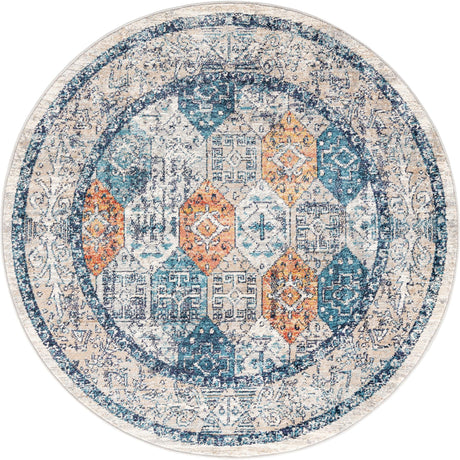 Multicolor 5' 2 x 5' 2 Lola Round Area Rug Polypropylene With Jute Backing Traditional Pattern Easy Clean Carpet for Home Interior Design for Sale at Rug Engine