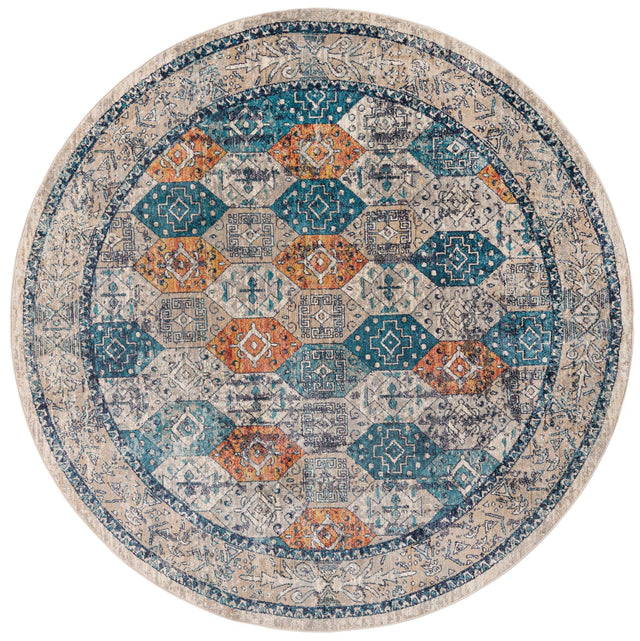 Multicolor 7' 10 x 7' 10 Lola Round Area Rug Polypropylene With Jute Backing Traditional Pattern Easy Clean Carpet for Home Interior Design for Sale at Rug Engine
