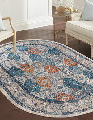 Multicolor 3' 11 x 5' 11 Lola Oval Area Rug Polypropylene With Jute Backing Traditional Pattern Easy Clean Carpet for Home Interior Design for Sale at Rug Engine