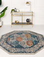 Multicolor 5' x 5' Lola Octagon Area Rug Polypropylene With Jute Backing Traditional Pattern Easy Clean Carpet for Home Interior Design for Sale at Rug Engine