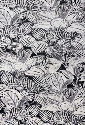 Charcoal 10' x 14' Blossom Rectangle Area Rug 100% Polypropylene With Cotton Backing Easy Clean Colorful Blooming Blossoming Flower Floral Plant Carpet for Living Dining Room Office Dorms for Sale at Rug Engine