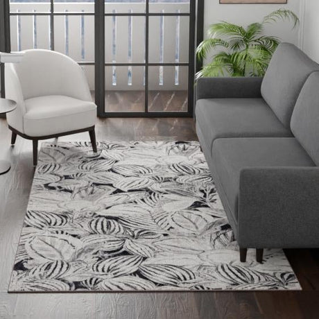 Charcoal 10' x 14' Blossom Rectangle Area Rug 100% Polypropylene With Cotton Backing Easy Clean Colorful Blooming Blossoming Flower Floral Plant Carpet for Living Dining Room Office Dorms for Sale at Rug Engine