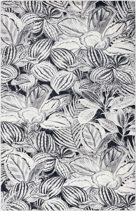 Charcoal 5' 3 x 7' 10 Blossom Rectangle Area Rug 100% Polypropylene With Cotton Backing Easy Clean Colorful Blooming Blossoming Flower Floral Plant Carpet for Living Dining Room Office Dorms for Sale at Rug Engine