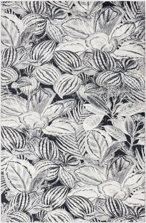 Charcoal 4' x 6' Blossom Rectangle Area Rug 100% Polypropylene With Cotton Backing Easy Clean Colorful Blooming Blossoming Flower Floral Plant Carpet for Living Dining Room Office Dorms for Sale at Rug Engine