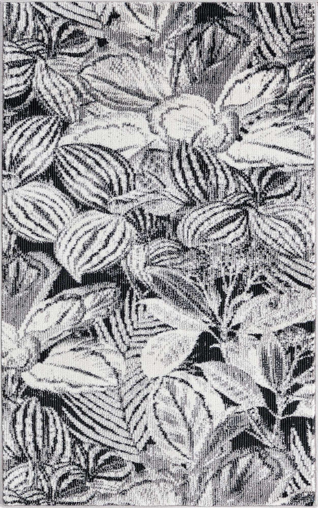 Charcoal 2' x 3' Blossom Rectangle Area Rug 100% Polypropylene With Cotton Backing Easy Clean Colorful Blooming Blossoming Flower Floral Plant Carpet for Living Dining Room Office Dorms for Sale at Rug Engine