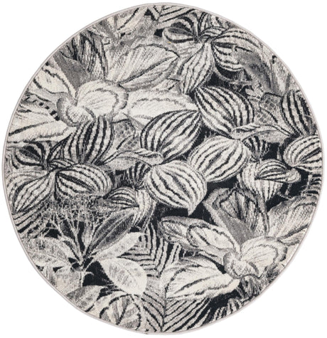 Charcoal 3' 3 x 3' 3 Blossom Round Area Rug 100% Polypropylene With Cotton Backing Easy Clean Colorful Blooming Blossoming Flower Floral Plant Carpet for Living Dining Room Office Dorms for Sale at Rug Engine