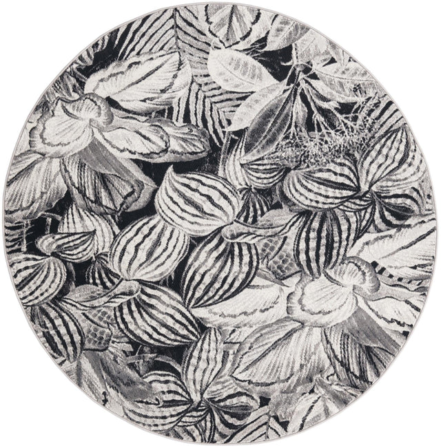 Charcoal 5' 3 x 5' 3 Blossom Round Area Rug 100% Polypropylene With Cotton Backing Easy Clean Colorful Blooming Blossoming Flower Floral Plant Carpet for Living Dining Room Office Dorms for Sale at Rug Engine