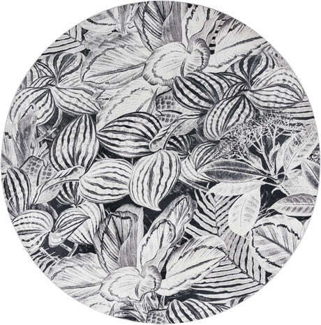 Charcoal 10' x 10' Blossom Round Area Rug 100% Polypropylene With Cotton Backing Easy Clean Colorful Blooming Blossoming Flower Floral Plant Carpet for Living Dining Room Office Dorms for Sale at Rug Engine