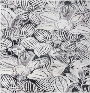 Charcoal 10' x 10' Blossom Square Area Rug 100% Polypropylene With Cotton Backing Easy Clean Colorful Blooming Blossoming Flower Floral Plant Carpet for Living Dining Room Office Dorms for Sale at Rug Engine