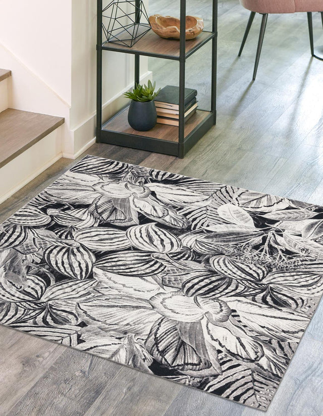 Charcoal 7' 10 x 7' 10 Blossom Square Area Rug 100% Polypropylene With Cotton Backing Easy Clean Colorful Blooming Blossoming Flower Floral Plant Carpet for Living Dining Room Office Dorms for Sale at Rug Engine