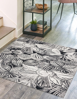 Charcoal 10' x 10' Blossom Square Area Rug 100% Polypropylene With Cotton Backing Easy Clean Colorful Blooming Blossoming Flower Floral Plant Carpet for Living Dining Room Office Dorms for Sale at Rug Engine