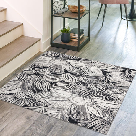 Charcoal 7' 10 x 7' 10 Blossom Square Area Rug 100% Polypropylene With Cotton Backing Easy Clean Colorful Blooming Blossoming Flower Floral Plant Carpet for Living Dining Room Office Dorms for Sale at Rug Engine