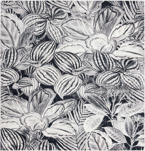 Charcoal 7' 10 x 7' 10 Blossom Square Area Rug 100% Polypropylene With Cotton Backing Easy Clean Colorful Blooming Blossoming Flower Floral Plant Carpet for Living Dining Room Office Dorms for Sale at Rug Engine