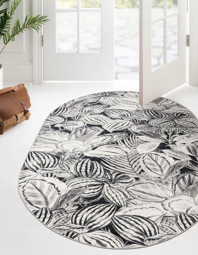 Charcoal 7' 10 x 10' Blossom Oval Area Rug 100% Polypropylene With Cotton Backing Easy Clean Colorful Blooming Blossoming Flower Floral Plant Carpet for Living Dining Room Office Dorms for Sale at Rug Engine