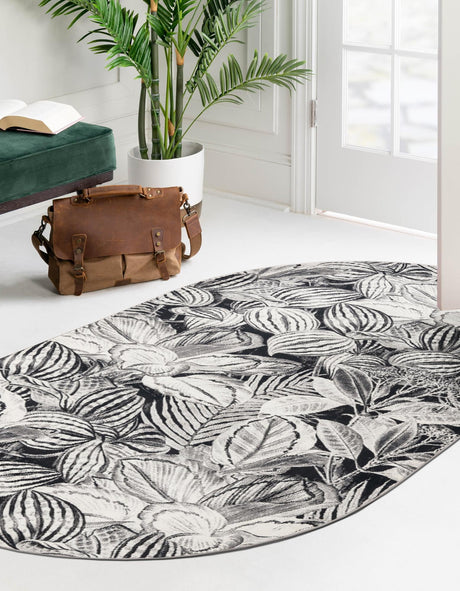 Charcoal 7' 10 x 10' Blossom Oval Area Rug 100% Polypropylene With Cotton Backing Easy Clean Colorful Blooming Blossoming Flower Floral Plant Carpet for Living Dining Room Office Dorms for Sale at Rug Engine