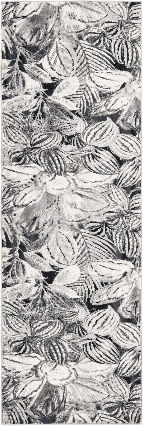 Charcoal 2' x 6' Blossom Runner Area Rug 100% Polypropylene With Cotton Backing Easy Clean Colorful Blooming Blossoming Flower Floral Plant Carpet for Living Dining Room Office Dorms for Sale at Rug Engine