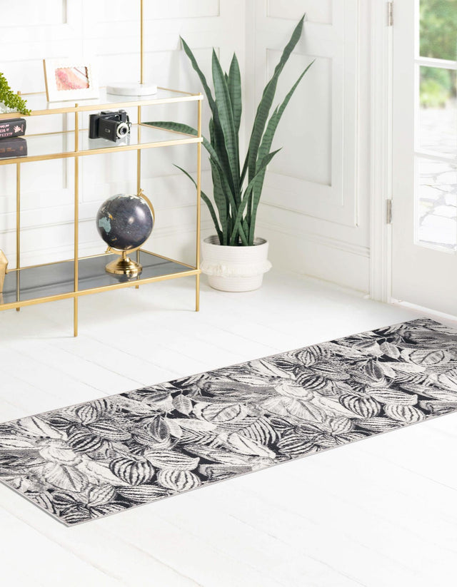 Charcoal 2' 7 x 12' Blossom Runner Area Rug 100% Polypropylene With Cotton Backing Easy Clean Colorful Blooming Blossoming Flower Floral Plant Carpet for Living Dining Room Office Dorms for Sale at Rug Engine