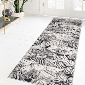 Charcoal 2' x 6' Blossom Runner Area Rug 100% Polypropylene With Cotton Backing Easy Clean Colorful Blooming Blossoming Flower Floral Plant Carpet for Living Dining Room Office Dorms for Sale at Rug Engine