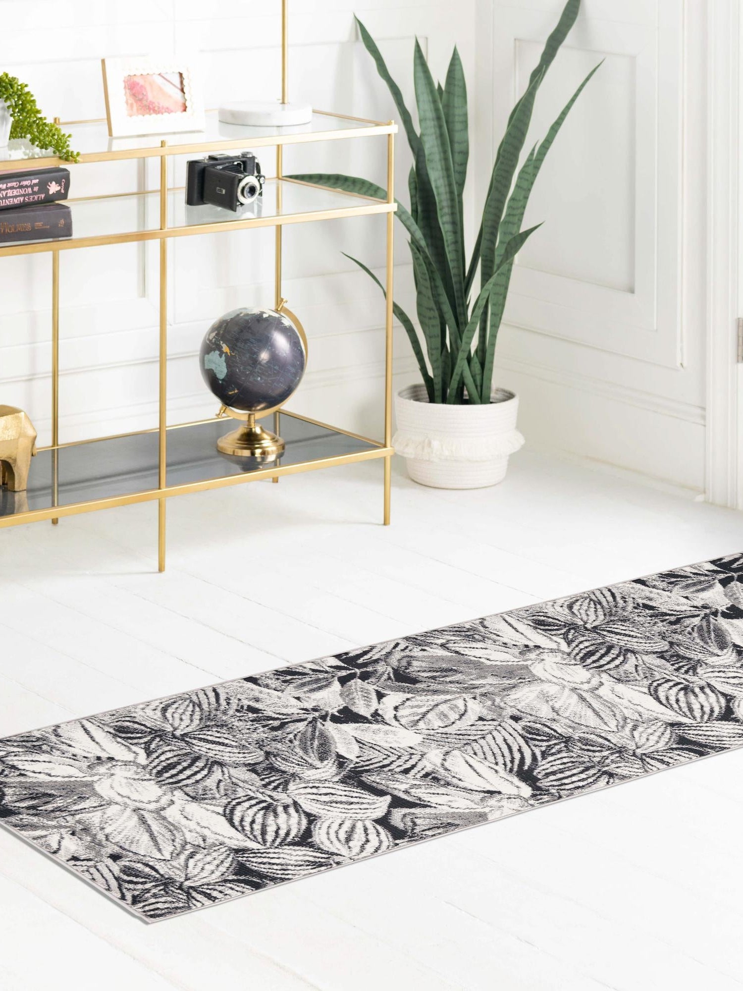 Charcoal 2' x 6' Blossom Runner Area Rug 100% Polypropylene With Cotton Backing Easy Clean Colorful Blooming Blossoming Flower Floral Plant Carpet for Living Dining Room Office Dorms for Sale at Rug Engine