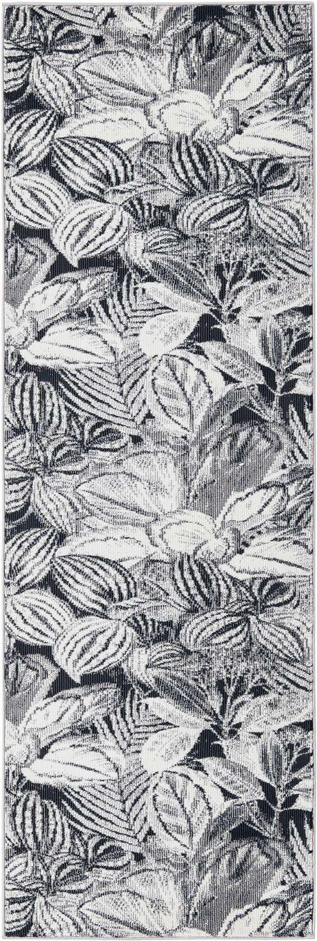Charcoal 2' x 6' Blossom Runner Area Rug 100% Polypropylene With Cotton Backing Easy Clean Colorful Blooming Blossoming Flower Floral Plant Carpet for Living Dining Room Office Dorms for Sale at Rug Engine