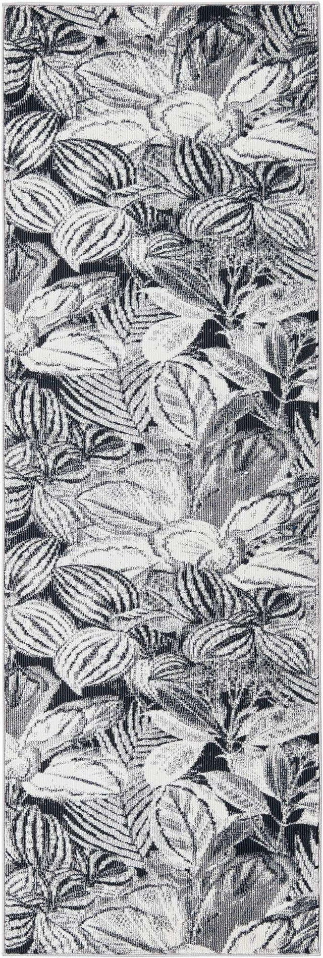 Charcoal 2' x 6' Blossom Runner Area Rug 100% Polypropylene With Cotton Backing Easy Clean Colorful Blooming Blossoming Flower Floral Plant Carpet for Living Dining Room Office Dorms for Sale at Rug Engine