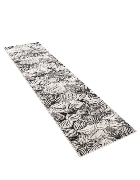 Charcoal 2' x 8' Blossom Runner Area Rug 100% Polypropylene With Cotton Backing Easy Clean Colorful Blooming Blossoming Flower Floral Plant Carpet for Living Dining Room Office Dorms for Sale at Rug Engine