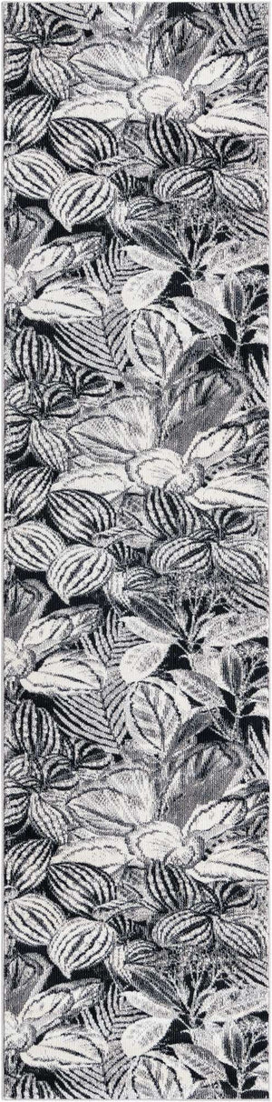 Charcoal 2' x 8' Blossom Runner Area Rug 100% Polypropylene With Cotton Backing Easy Clean Colorful Blooming Blossoming Flower Floral Plant Carpet for Living Dining Room Office Dorms for Sale at Rug Engine