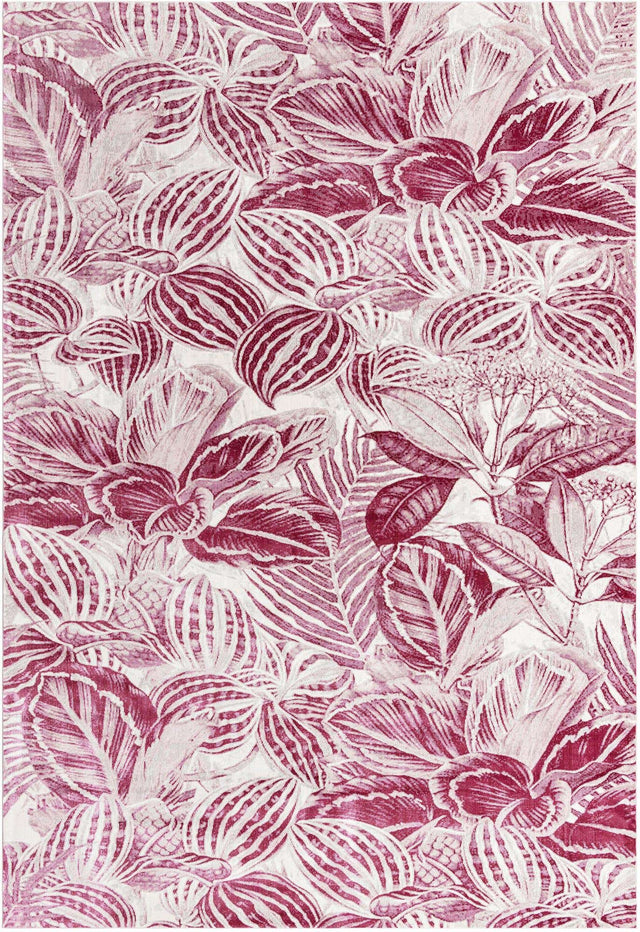 Fuchsia 10' x 14' Blossom Rectangle Area Rug 100% Polypropylene With Cotton Backing Easy Clean Colorful Blooming Blossoming Flower Floral Plant Carpet for Living Dining Room Office Dorms for Sale at Rug Engine