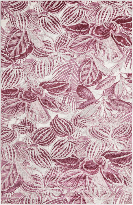 Fuchsia 5' 3 x 7' 10 Blossom Rectangle Area Rug 100% Polypropylene With Cotton Backing Easy Clean Colorful Blooming Blossoming Flower Floral Plant Carpet for Living Dining Room Office Dorms for Sale at Rug Engine