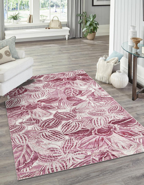Fuchsia 2' x 3' Blossom Rectangle Area Rug 100% Polypropylene With Cotton Backing Easy Clean Colorful Blooming Blossoming Flower Floral Plant Carpet for Living Dining Room Office Dorms for Sale at Rug Engine