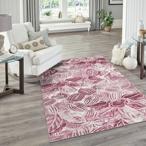 Fuchsia 4' x 6' Blossom Rectangle Area Rug 100% Polypropylene With Cotton Backing Easy Clean Colorful Blooming Blossoming Flower Floral Plant Carpet for Living Dining Room Office Dorms for Sale at Rug Engine