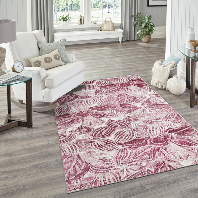 Fuchsia 2' x 3' Blossom Rectangle Area Rug 100% Polypropylene With Cotton Backing Easy Clean Colorful Blooming Blossoming Flower Floral Plant Carpet for Living Dining Room Office Dorms for Sale at Rug Engine