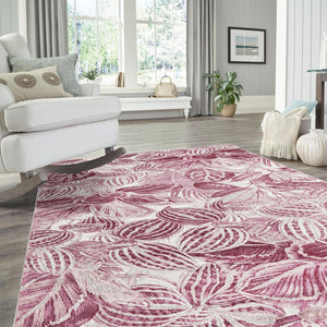 Fuchsia 7' 10 x 10' Blossom Rectangle Area Rug 100% Polypropylene With Cotton Backing Easy Clean Colorful Blooming Blossoming Flower Floral Plant Carpet for Living Dining Room Office Dorms for Sale at Rug Engine
