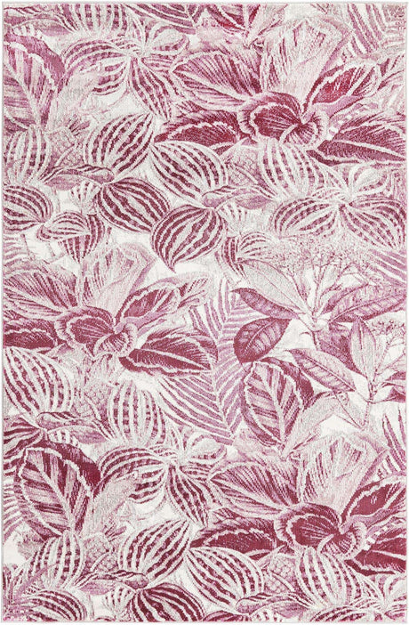 Fuchsia 4' x 6' Blossom Rectangle Area Rug 100% Polypropylene With Cotton Backing Easy Clean Colorful Blooming Blossoming Flower Floral Plant Carpet for Living Dining Room Office Dorms for Sale at Rug Engine
