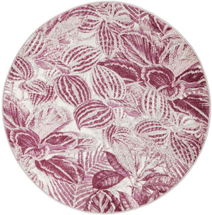 Fuchsia 3' 3 x 3' 3 Blossom Round Area Rug 100% Polypropylene With Cotton Backing Easy Clean Colorful Blooming Blossoming Flower Floral Plant Carpet for Living Dining Room Office Dorms for Sale at Rug Engine