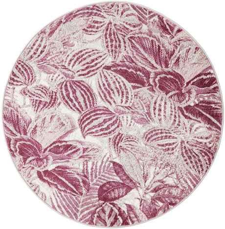 Fuchsia 3' 3 x 3' 3 Blossom Round Area Rug 100% Polypropylene With Cotton Backing Easy Clean Colorful Blooming Blossoming Flower Floral Plant Carpet for Living Dining Room Office Dorms for Sale at Rug Engine