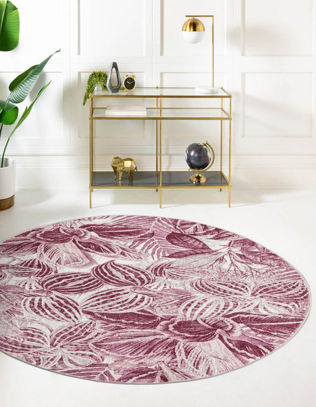 Fuchsia 3' 3 x 3' 3 Blossom Round Area Rug 100% Polypropylene With Cotton Backing Easy Clean Colorful Blooming Blossoming Flower Floral Plant Carpet for Living Dining Room Office Dorms for Sale at Rug Engine
