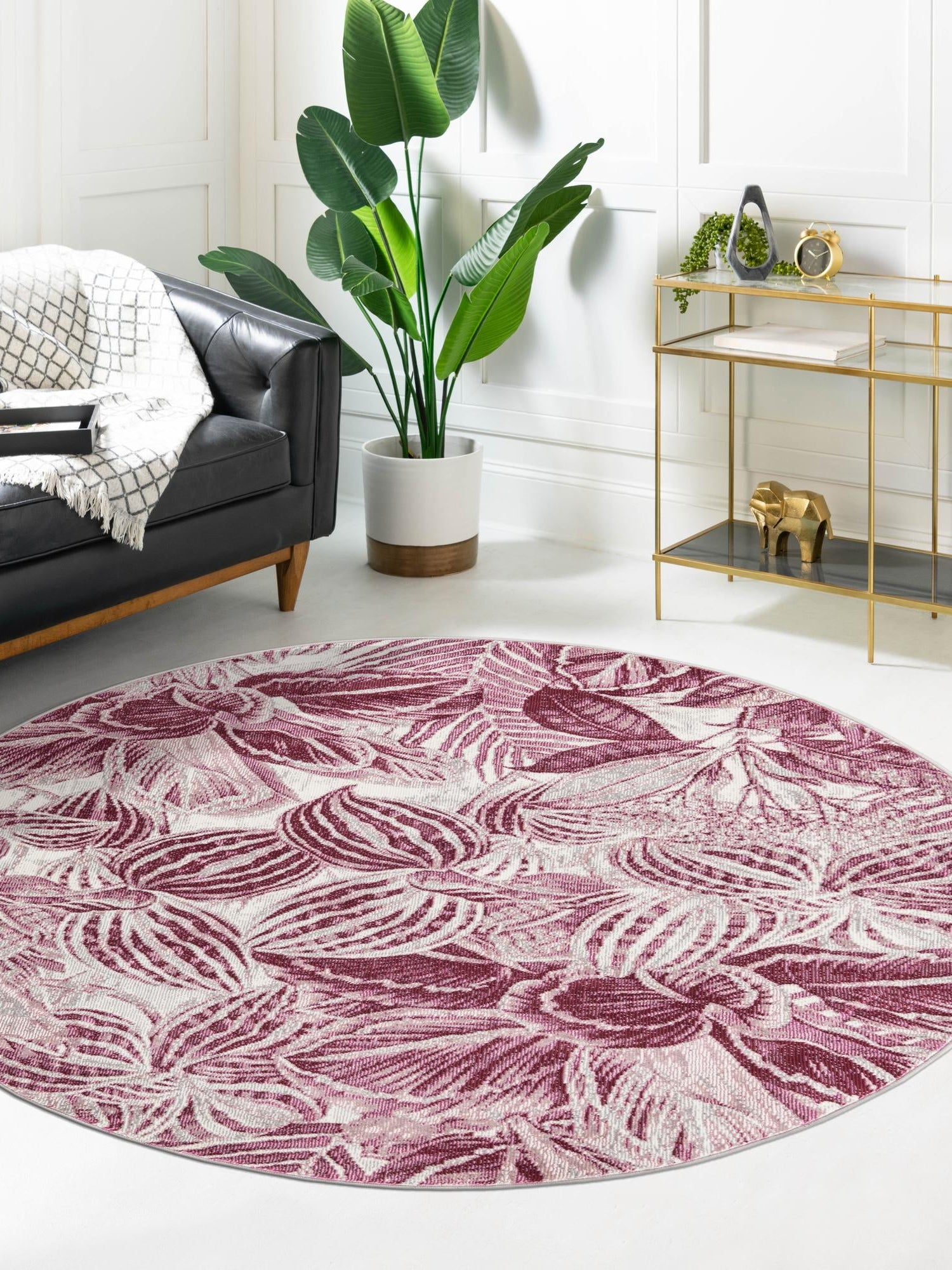 Fuchsia 3' 3 x 3' 3 Blossom Round Area Rug 100% Polypropylene With Cotton Backing Easy Clean Colorful Blooming Blossoming Flower Floral Plant Carpet for Living Dining Room Office Dorms for Sale at Rug Engine