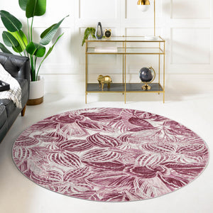 Fuchsia 10' x 10' Blossom Round Area Rug 100% Polypropylene With Cotton Backing Easy Clean Colorful Blooming Blossoming Flower Floral Plant Carpet for Living Dining Room Office Dorms for Sale at Rug Engine