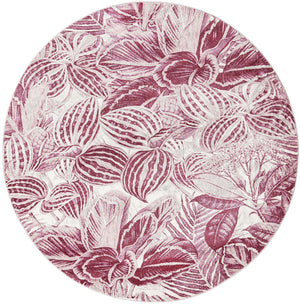 Fuchsia 7' x 7' Blossom Round Area Rug 100% Polypropylene With Cotton Backing Easy Clean Colorful Blooming Blossoming Flower Floral Plant Carpet for Living Dining Room Office Dorms for Sale at Rug Engine