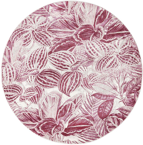 Fuchsia 7' x 7' Blossom Round Area Rug 100% Polypropylene With Cotton Backing Easy Clean Colorful Blooming Blossoming Flower Floral Plant Carpet for Living Dining Room Office Dorms for Sale at Rug Engine