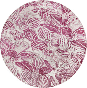 Fuchsia 10' x 10' Blossom Round Area Rug 100% Polypropylene With Cotton Backing Easy Clean Colorful Blooming Blossoming Flower Floral Plant Carpet for Living Dining Room Office Dorms for Sale at Rug Engine
