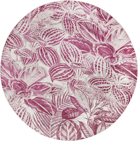 Fuchsia 10' x 10' Blossom Round Area Rug 100% Polypropylene With Cotton Backing Easy Clean Colorful Blooming Blossoming Flower Floral Plant Carpet for Living Dining Room Office Dorms for Sale at Rug Engine