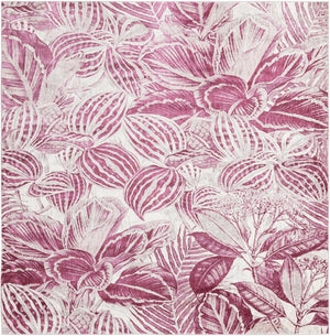 Fuchsia 7' 10 x 7' 10 Blossom Square Area Rug 100% Polypropylene With Cotton Backing Easy Clean Colorful Blooming Blossoming Flower Floral Plant Carpet for Living Dining Room Office Dorms for Sale at Rug Engine