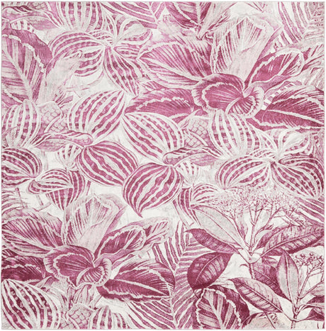 Fuchsia 7' 10 x 7' 10 Blossom Square Area Rug 100% Polypropylene With Cotton Backing Easy Clean Colorful Blooming Blossoming Flower Floral Plant Carpet for Living Dining Room Office Dorms for Sale at Rug Engine