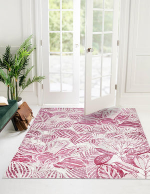 Fuchsia 7' 10 x 7' 10 Blossom Square Area Rug 100% Polypropylene With Cotton Backing Easy Clean Colorful Blooming Blossoming Flower Floral Plant Carpet for Living Dining Room Office Dorms for Sale at Rug Engine