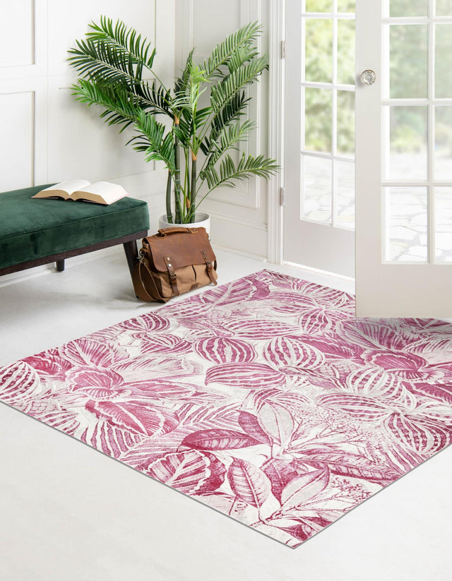 Fuchsia 7' 10 x 7' 10 Blossom Square Area Rug 100% Polypropylene With Cotton Backing Easy Clean Colorful Blooming Blossoming Flower Floral Plant Carpet for Living Dining Room Office Dorms for Sale at Rug Engine