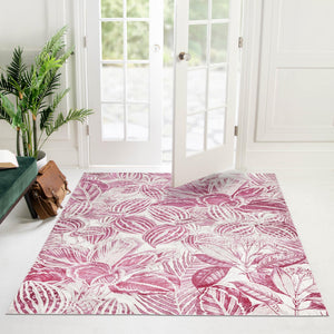 Fuchsia 7' 10 x 7' 10 Blossom Square Area Rug 100% Polypropylene With Cotton Backing Easy Clean Colorful Blooming Blossoming Flower Floral Plant Carpet for Living Dining Room Office Dorms for Sale at Rug Engine