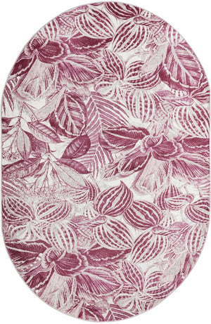 Fuchsia 5' 3 x 7' 10 Blossom Oval Area Rug 100% Polypropylene With Cotton Backing Easy Clean Colorful Blooming Blossoming Flower Floral Plant Carpet for Living Dining Room Office Dorms for Sale at Rug Engine