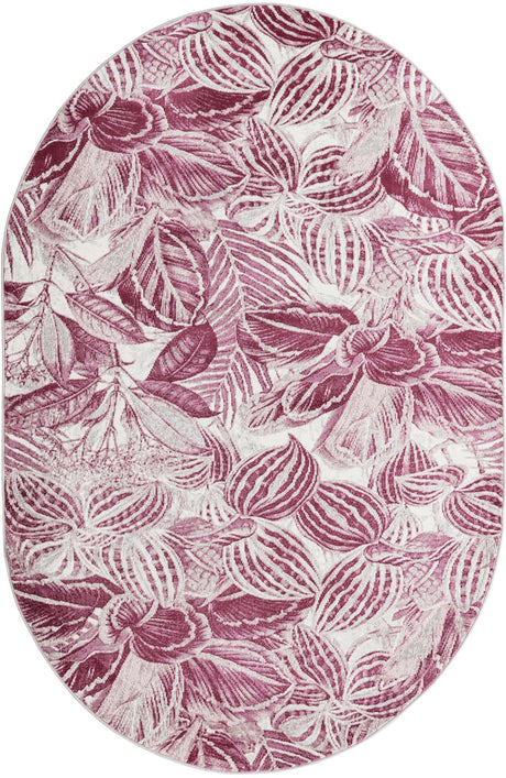 Fuchsia 5' 3 x 7' 10 Blossom Oval Area Rug 100% Polypropylene With Cotton Backing Easy Clean Colorful Blooming Blossoming Flower Floral Plant Carpet for Living Dining Room Office Dorms for Sale at Rug Engine